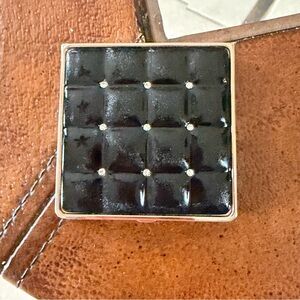 Black Quilted Compact with Rhinestones